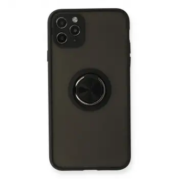 iPhone 11 Pro Kılıf Montreal Yüzüklü Silikon Kapak - Siyah
