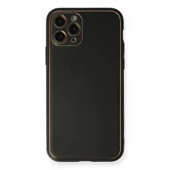 iPhone 11 Pro Max Kılıf Coco Deri Silikon Kapak - Siyah