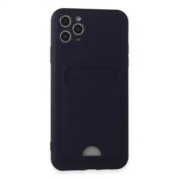 iPhone 11 Pro Max Kılıf Kelvin Kartvizitli Silikon - Derin Mor