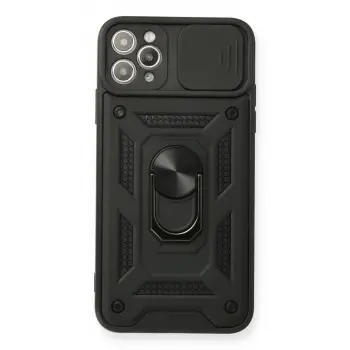 iPhone 11 Pro Max Kılıf Pars Lens Yüzüklü Silikon - Siyah