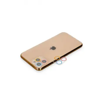 iPhone 11 Pro Max Renkli Kamera Lens Koruma Cam - Pembe-Mavi