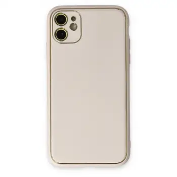 iPhone 12 Kılıf Coco Deri Silikon Kapak - Beyaz