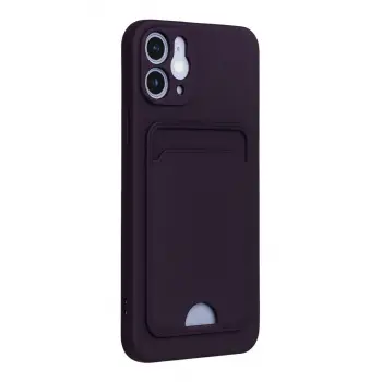 iPhone 12 Kılıf Kelvin Kartvizitli Silikon - Derin Mor