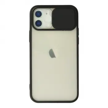 iPhone 12 Kılıf Palm Buzlu Kamera Sürgülü Silikon - Siyah