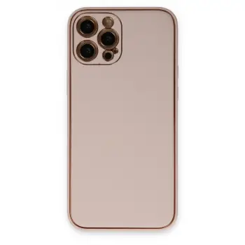 iPhone 12 Pro Kılıf Coco Deri Silikon Kapak - Pudra
