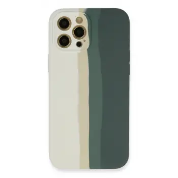 iPhone 12 Pro Kılıf Ebruli Lansman Silikon - Beyaz-Gri
