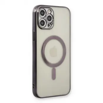 iPhone 12 Pro Kılıf Magneticsafe Lazer Silikon - Siyah