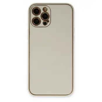 iPhone 12 Pro Max Kılıf Coco Deri Silikon Kapak - Beyaz