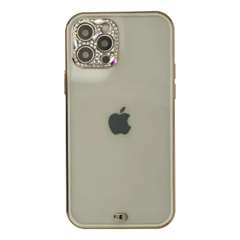 iPhone 12 Pro Max Kılıf Liva Taşlı Silikon - Beyaz