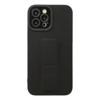 iPhone 12 Pro Max Kılıf Mega Standlı Silikon - Siyah