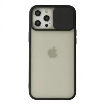iPhone 12 Pro Max Kılıf Palm Buzlu Kamera Sürgülü Silikon - Siyah
