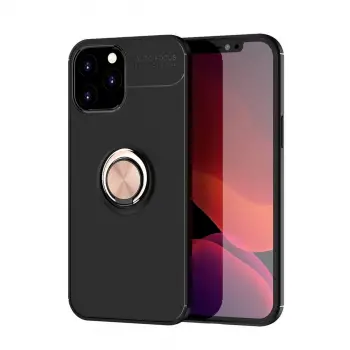 iPhone 12 Pro Max Kılıf Range Yüzüklü Silikon - Siyah-Gold