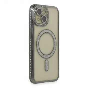 iPhone 13 Kılıf Joke Simli Magneticsafe Kılıf - Gri