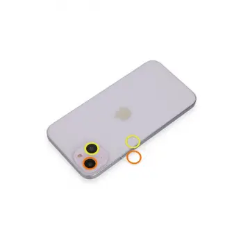 iPhone 13 Mini Renkli Kamera Lens Koruma Cam - Sarı-Turuncu