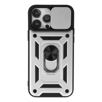 iPhone 13 Pro Kılıf Pars Lens Yüzüklü Silikon - Gümüş