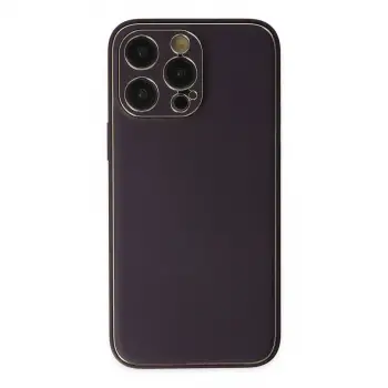iPhone 13 Pro Max Kılıf Coco Deri Silikon Kapak - Derin Mor