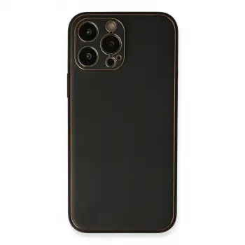 iPhone 13 Pro Max Kılıf Coco Deri Silikon Kapak - Siyah