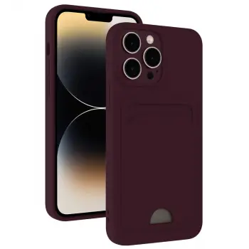 iPhone 13 Pro Max Kılıf Kelvin Kartvizitli Silikon - Derin Mor