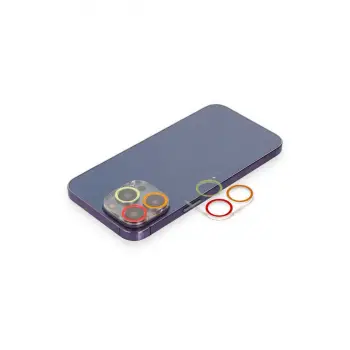 iPhone 13 Pro Renkli Kamera Lens Koruma Cam - Turuncu-Kırmızı