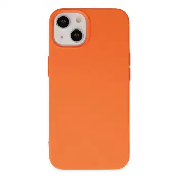 iPhone 14 Kılıf Nano içi Kadife Silikon - Turuncu