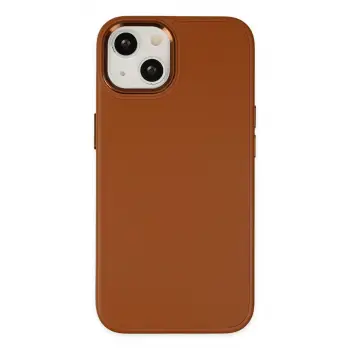 iPhone 14 Plus Kılıf Asya Deri Silikon - Kahverengi