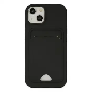 iPhone 14 Plus Kılıf Kelvin Kartvizitli Silikon - Siyah