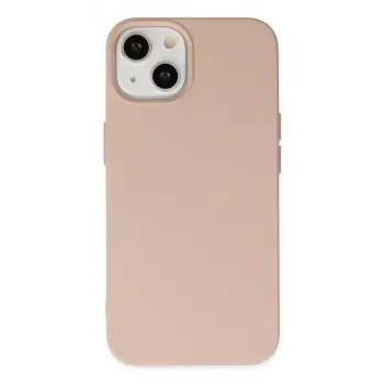 iPhone 14 Plus Kılıf Nano içi Kadife Silikon - Pudra