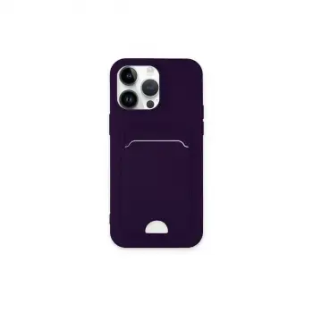 iPhone 14 Pro Max Kılıf Kelvin Kartvizitli Silikon - Derin Mor