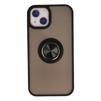 iPhone 15 Kılıf Montreal Yüzüklü Silikon Kapak - Siyah