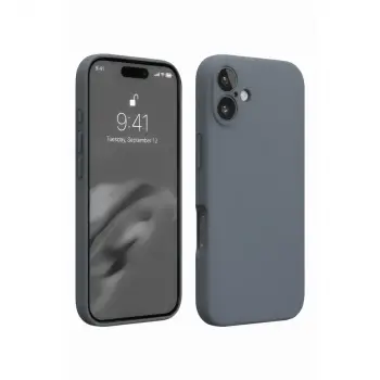 iPhone 16 Plus Kılıf Nano içi Kadife Silikon - Gri