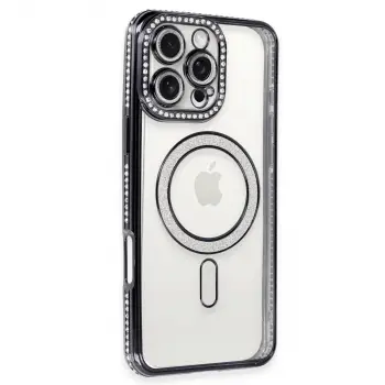 iPhone 16 Pro Max Kılıf Joke Simli Magneticsafe Kılıf - Gri