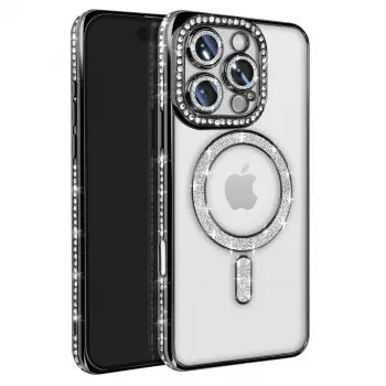 iPhone 16 Pro Max Kılıf Joke Simli Magneticsafe Kılıf - Siyah