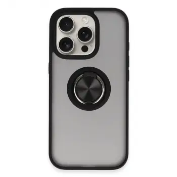iPhone 16 Pro Max Kılıf Montreal Yüzüklü Silikon Kapak - Siyah