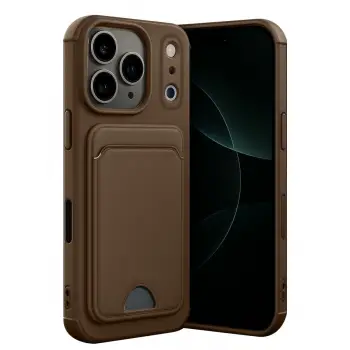 iPhone 17 Pro Kelvin Kartvizitli Silikon - Kahverengi