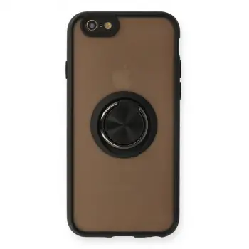 iPhone 6 Kılıf Montreal Yüzüklü Silikon Kapak - Siyah