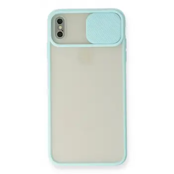 iPhone X Kılıf Palm Buzlu Kamera Sürgülü Silikon - Turkuaz