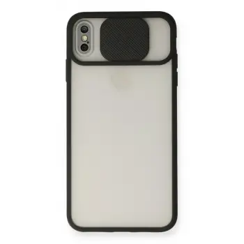 iPhone XS Max Kılıf Palm Buzlu Kamera Sürgülü Silikon - Siyah