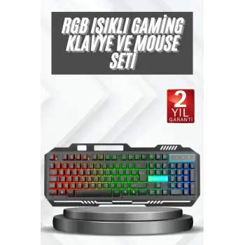 Işıklı Oyuncu Q Klavye Mouse Seti Siyah Gaming Oyuncu Klavye