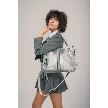 Jaxe Gri Cilt Omuz Çantası