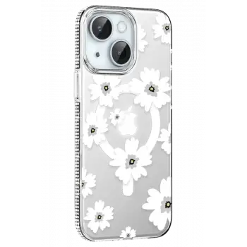 Joko Apple iPhone 14 Floral Magsafe Kapak - Beyaz