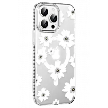 Joko Apple iPhone 15 Pro Floral Magsafe Kapak - Beyaz