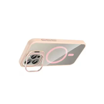 Joko Apple iPhone 15 Pro Max Remim Lensli Magsafe Standlı Kapak - Pembe