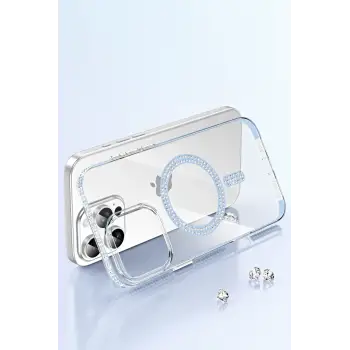 Joko Apple iPhone 15 Pro Move Taşlı Magsafe Kapak - Gümüş