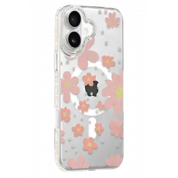 Joko Apple iPhone 16 Floral Magsafe Kapak - Pembe