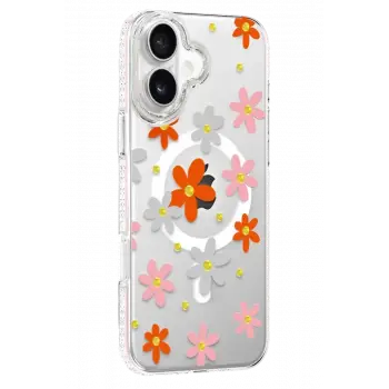 Joko Apple iPhone 16 Floral Magsafe Kapak - Turuncu