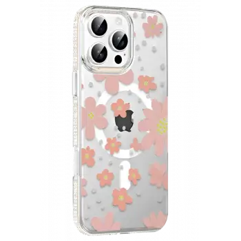 Joko Apple iPhone 16 Pro Floral Magsafe Kapak - Pembe