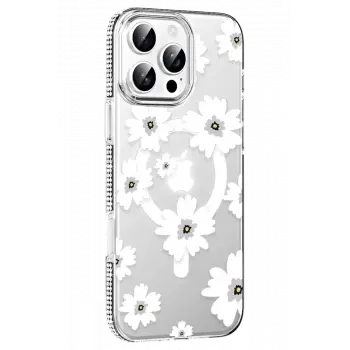 Joko Apple iPhone 16 Pro Max Floral Magsafe Kapak - Beyaz