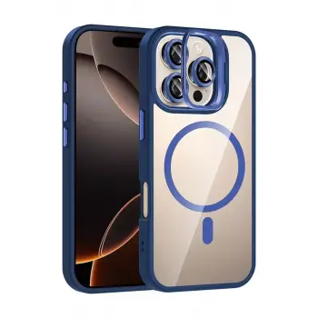 Joko Apple iPhone 16 Pro Remim Lensli Magsafe Standlı Kapak - Lacivert