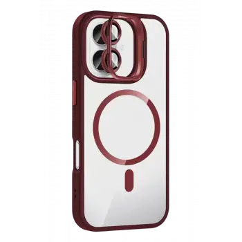 Joko Apple iPhone 16 Remim Lensli Magsafe Standlı Kapak - Bordo