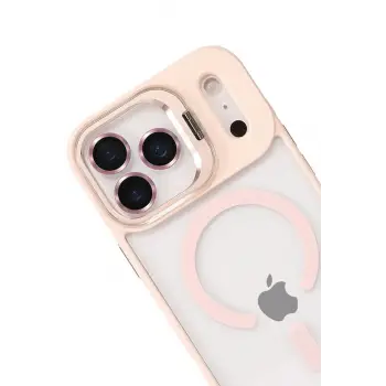 Joko Apple iPhone 17 Pro Max Remim Lensli Magsafe Standlı Kapak - Pembe